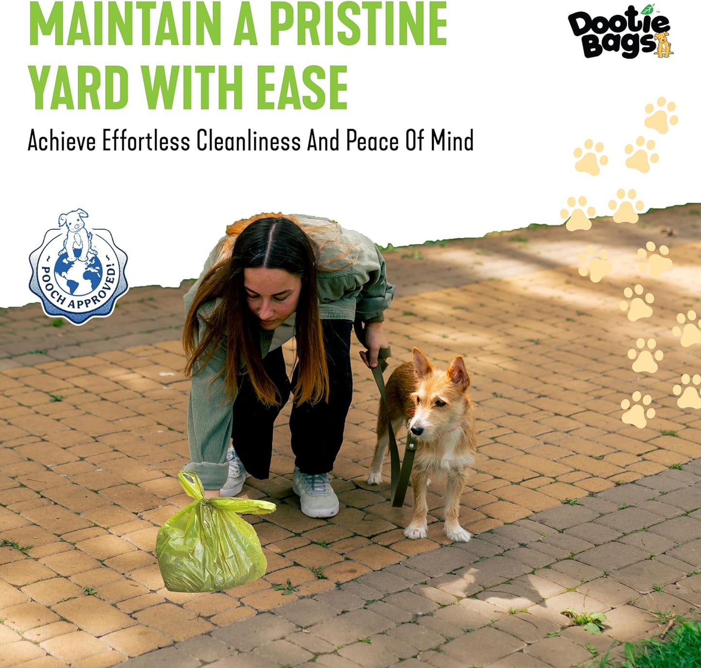 Dootie Bags® Medium-Large Poop Bags, 100 Count, with Tie Handles and Gussets. Strong and Leakproof. Made with Corn Starch. Fits Pooper Scoopers.