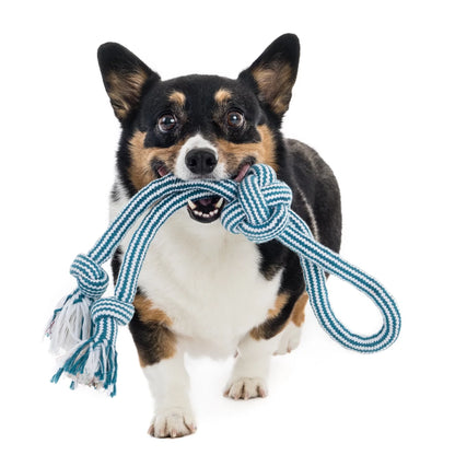 Flossy Chews 18" Extra Double-Tug Cotton-Blend Chew Dog Toy with Loop Handle, Asst Colors