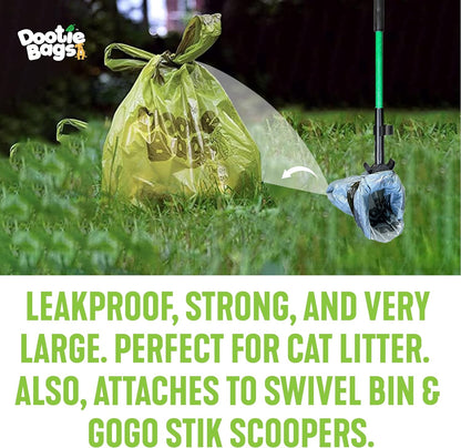 Dootie Bags® Medium-Large Poop Bags, 100 Count, with Tie Handles and Gussets. Strong and Leakproof. Made with Corn Starch. Fits  Pooper Scoopers.