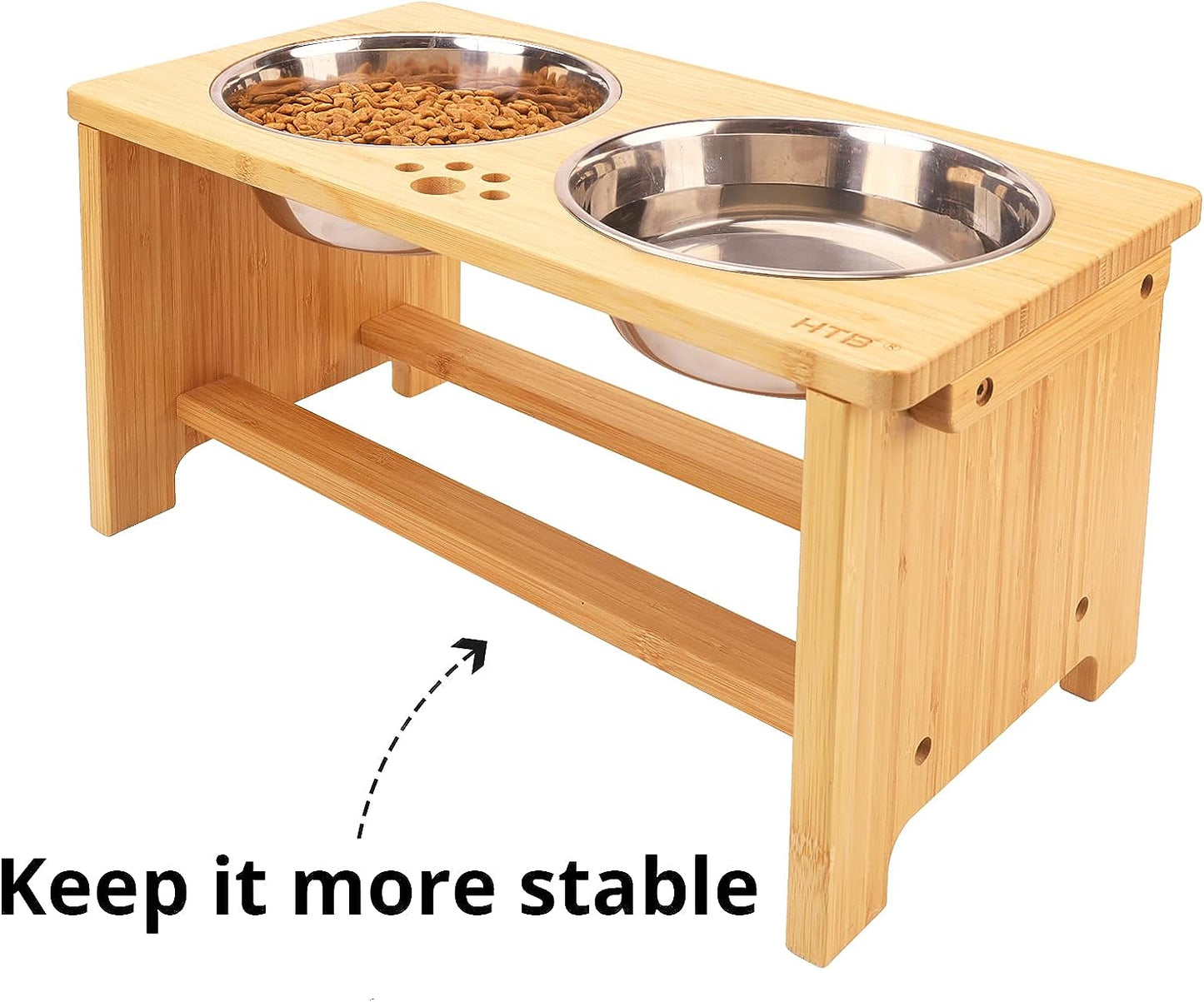 Elevated Dog Bowls,Raised Dog Bowl Stand with 2 Stainless Steel Bowls,Dog Food Water Bowls