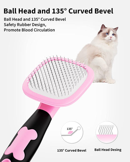 Dog Brush & Cat Brush- Slicker Pet Grooming Brush- Shedding Grooming Tools